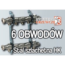 Rozdzielacz ze stali szlachetnej HK - 6 obwodów