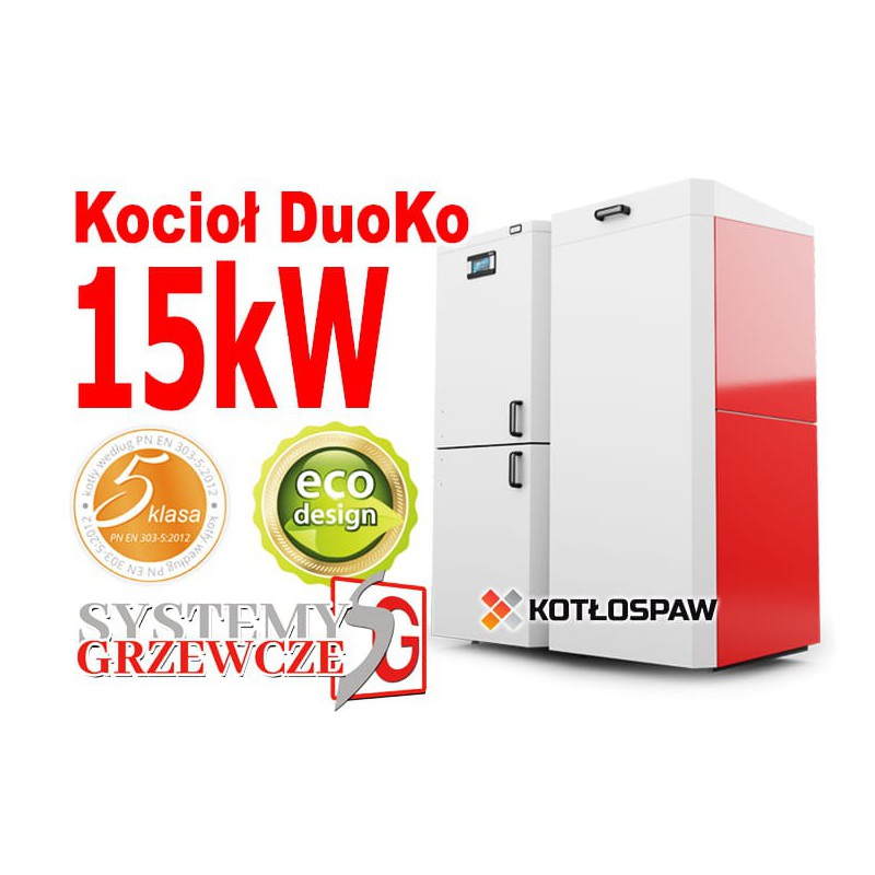 Kocioł na pellet DuoKo 15 kW - Kotłospaw 5 klasa, ecodesign, palnik Kipi