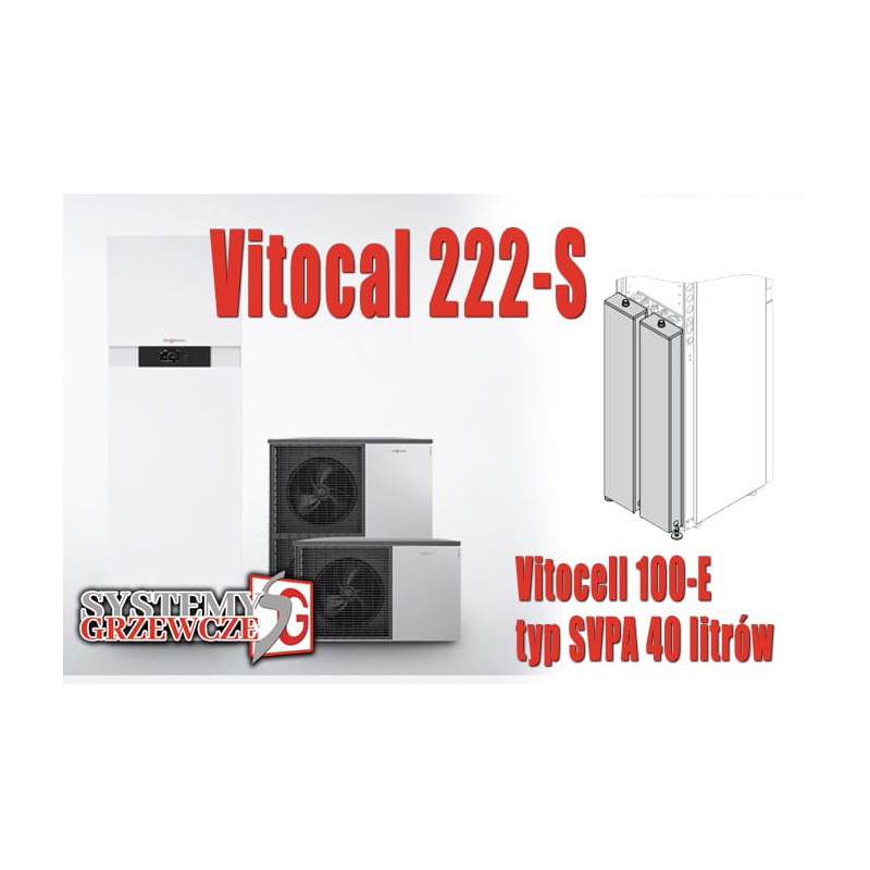 Vitocal 222-S - 8 kW + podgrzewacz c.w.u. (220 litrów) + bufor (40 litrów)