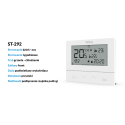 Dwustanowy regulator pokojowy typu ST-292 v3  (3mm szkło, montaż natynkowy)