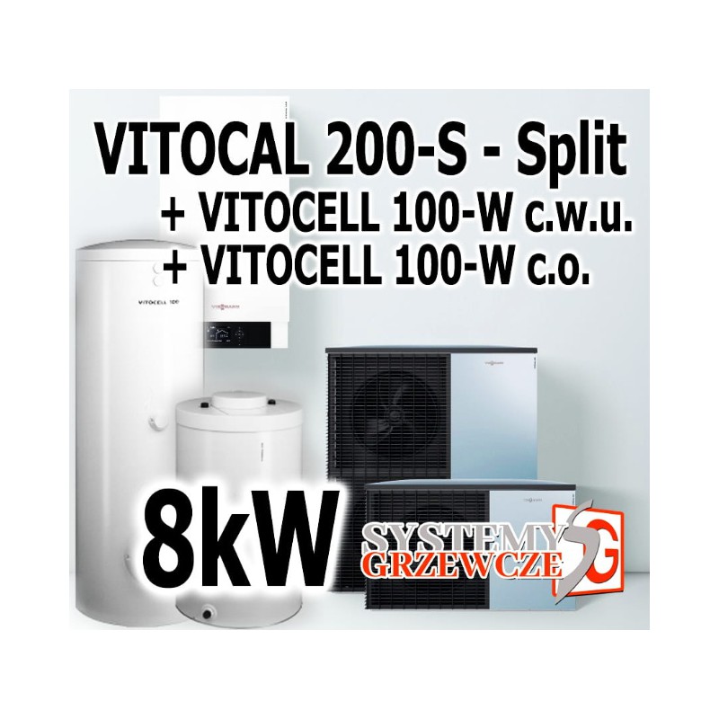 VITOCAL 200-S - ZESTAW - Pompa / zbiornik c.w.u. / bufor c.o. - wersja Split 8kW