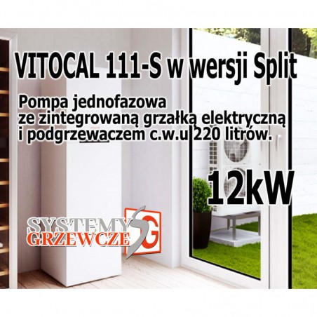 Pompa ciepła split Vitocal 111-S 12kW, CWU 220 litrów