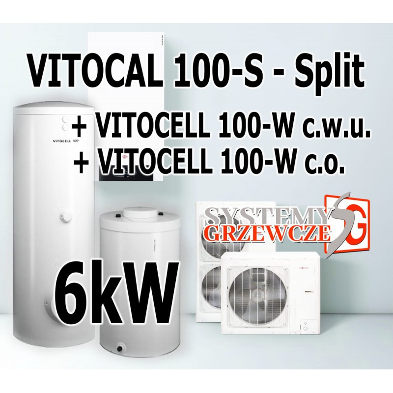 VITOCAL 100-S - ZESTAW - Pompa / zbiornik c.w.u. / bufor c.o. - wersja Split 6kW