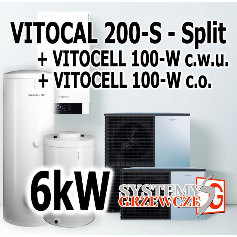 VITOCAL 200-S - ZESTAW - Pompa / zbiornik c.w.u. / bufor c.o. - wersja Split 6kW