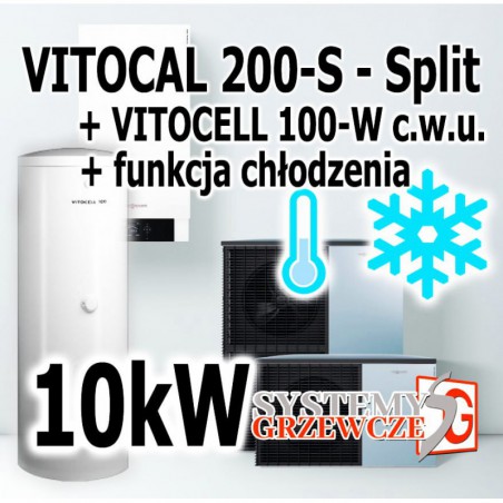 VITOCAL 200-S - ZESTAW, funkcja chłodzenia - Pompa / zbiornik c.w.u.  - wersja Split 10kW